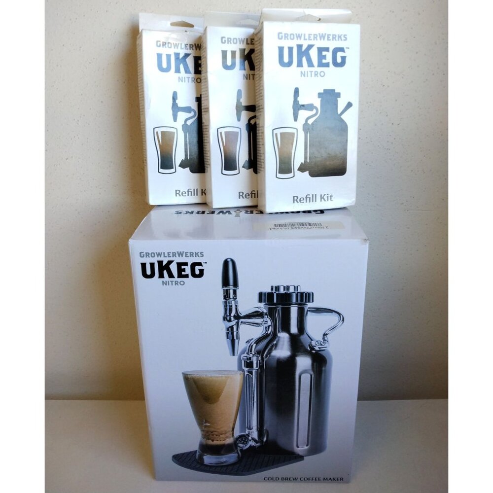 Nitro Cold Brew Coffee Maker Machine & 3 Extra Refill Kits - GrowlerWerks UKEG